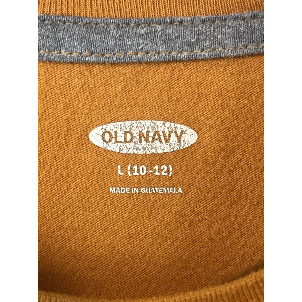 Old Navy Youth T-Shirt Large Mustard Surfing Graphic Tee